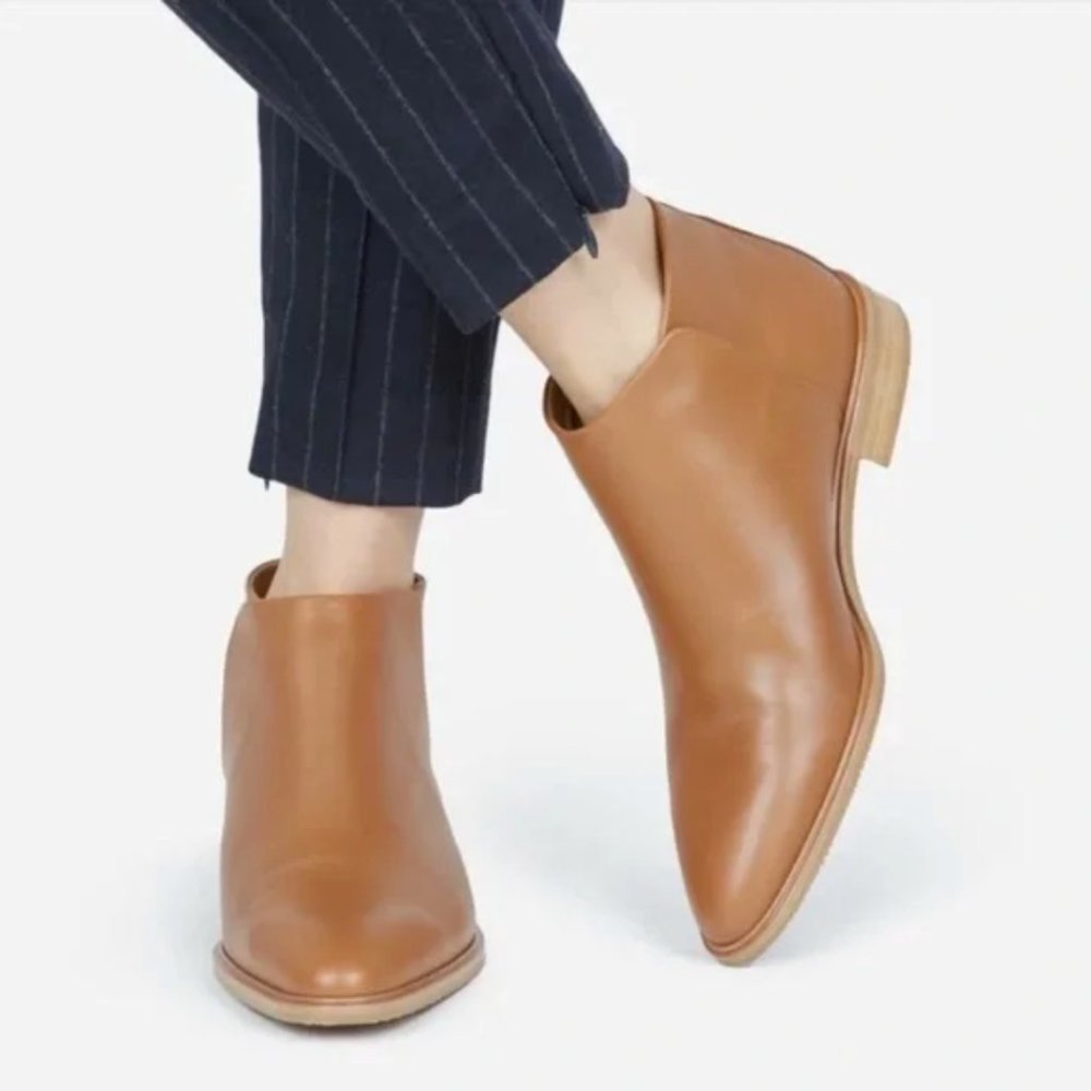Everlane The Modern Ankle Boot Italian Leather Cognac Size 8 Gently Work